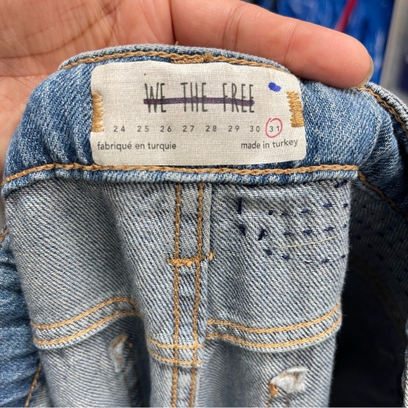 We The Free FP reworked Upcycled patchwork flare soft denim jeans size 31 - Picture 9 of 9